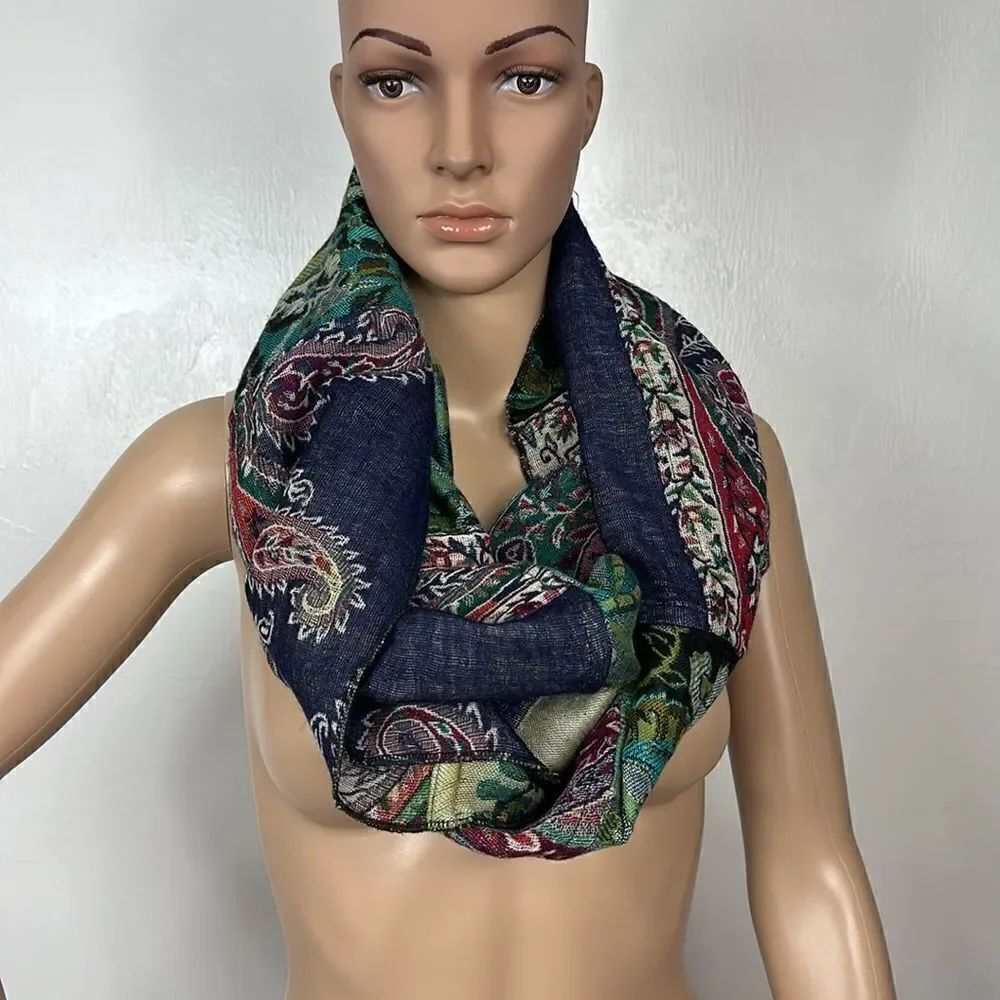 Paisley print patchwork infinity scarf
